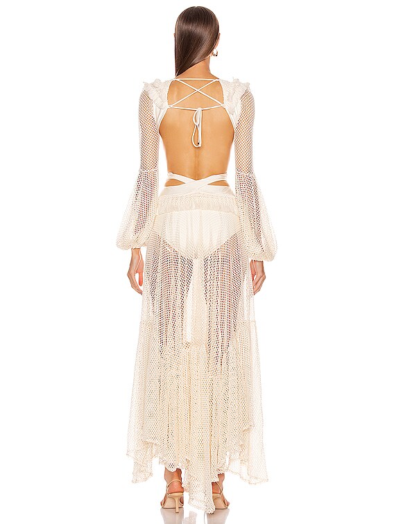 patbo long sleeve fringe beach dress Patbo AMBER FRINGE MIDI DRESS main image 1