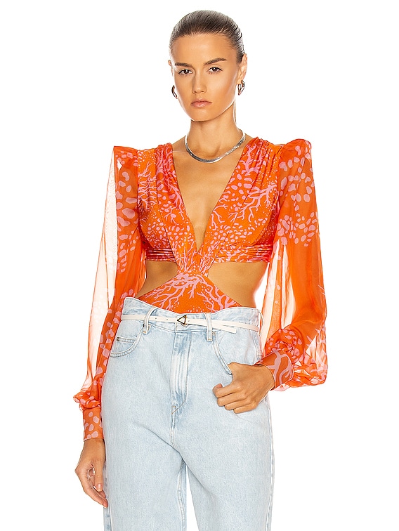 coral cutout bodysuit