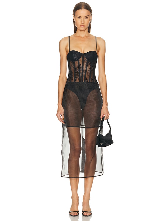 PatBO Laila Lace Bodysuit in Black | FWRD