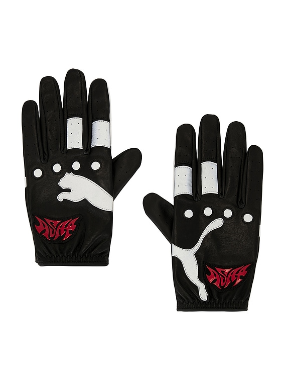 新品PUMA x asap rockey driving gloves S/M Puma Select x A$Ap Rocky Driving Gloves in Puma Black, Fierce Red