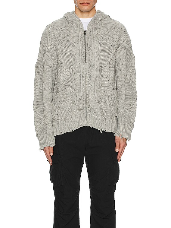 パーカー・フーディ [MATINKIM]brushed knit hoody zip up for men in gray Found Zip Up Brushed Knit Hoodie in Grey | FWRD