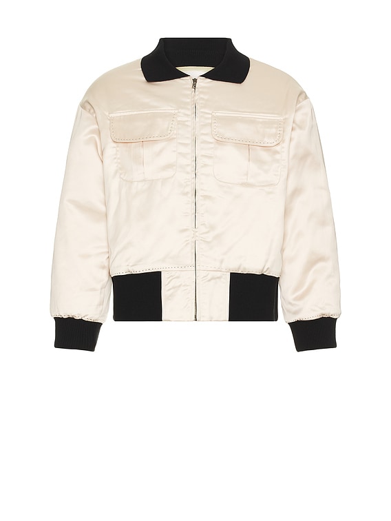 Found Daman Satin Jacket in Cream & Black | FWRD