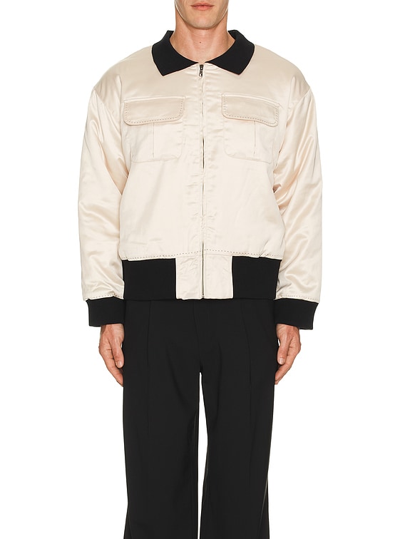 Found Daman Satin Jacket in Cream & Black | FWRD