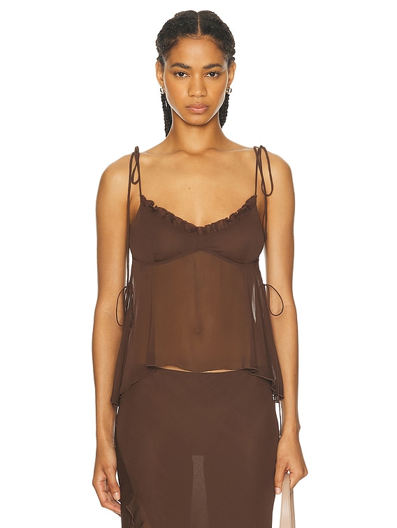 PRISCAVera Chiffon Cami Top in Chocolate | FWRD
