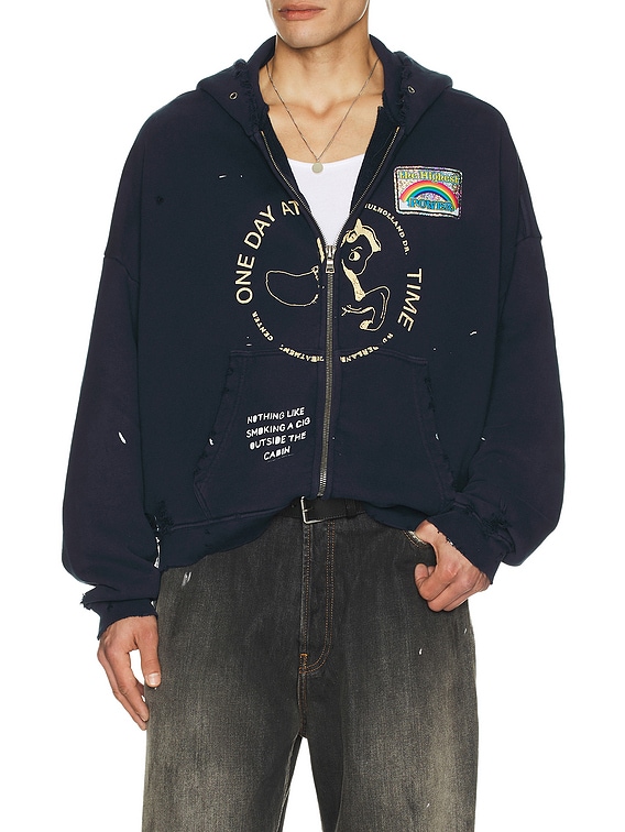 Paly Hollywood Treatment Center Zip Hooded Sweatshirt in Navy | FWRD