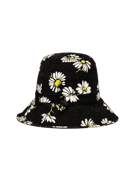 R13 Oversized Bucket Hat in Daisy on Black FWRD