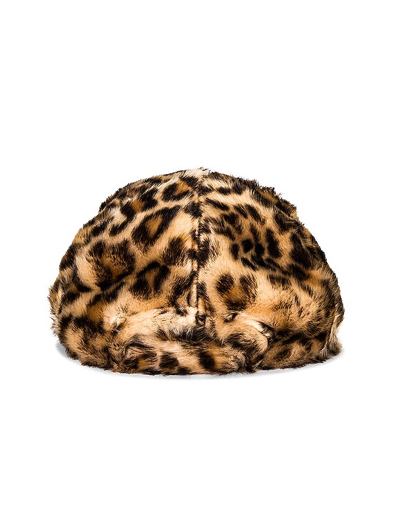 R13 Fur Baseball Hat in Leopard Brown FWRD