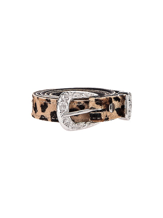 R13 Western Belt in Leopard Calf Skin FWRD