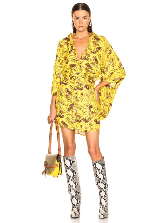 R13 Hawaiian Kimono Dress in Yellow Surfer FWRD