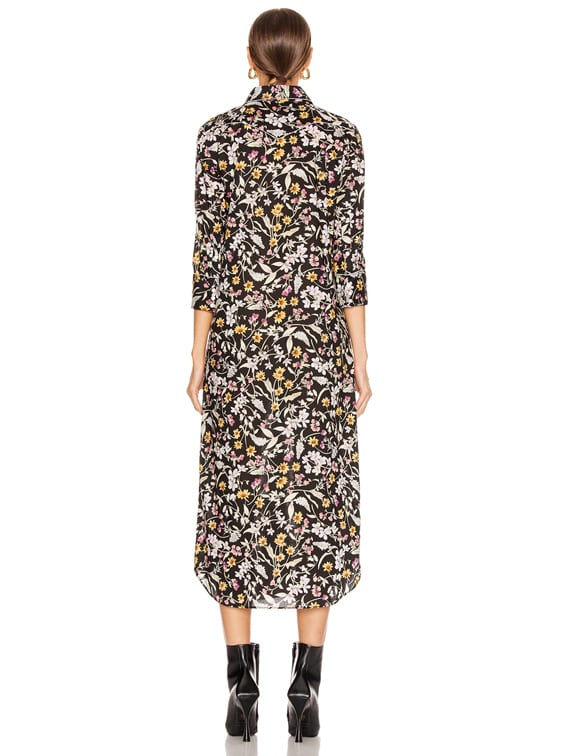 R13 3 4 Sleeve Cowboy Dress in Black Floral Multicolor FWRD