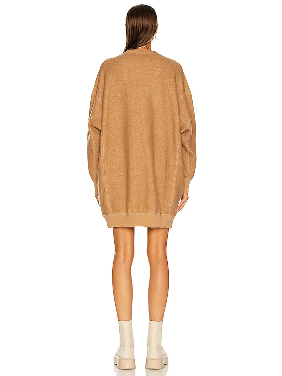 R13 Terry Grunge Sweatshirt Dress in Camel FWRD