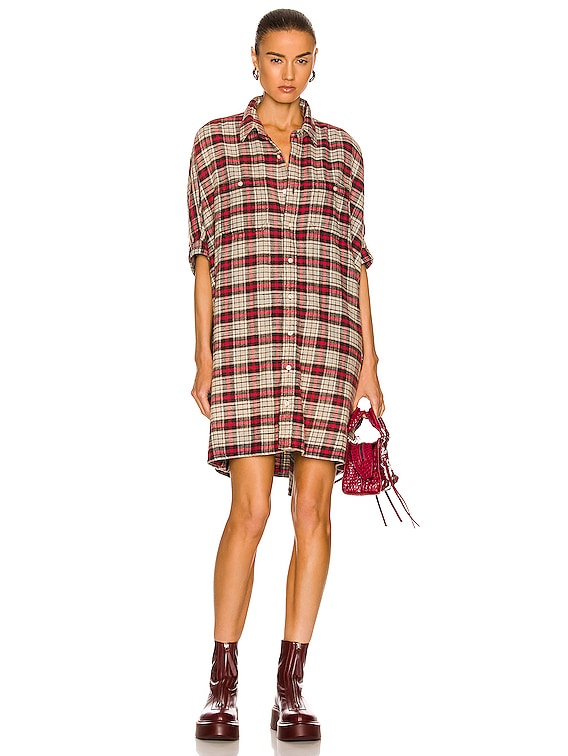 Plaid Oversized Boxy Shirt Dress