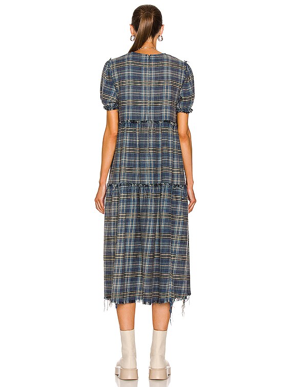 blue mesh midi dress Plaid Fit and Flare Midi Dress – Akris EU main image 0