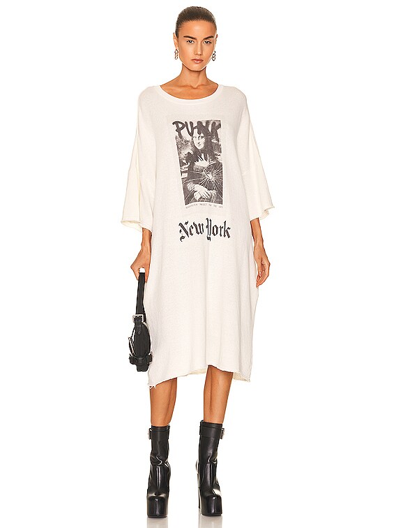 R13 Punk NYC Elongated T Shirt Dress in Ecru FWRD