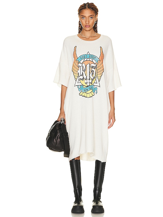 R13 Skate Elongated T shirt Dress in Ecru FWRD