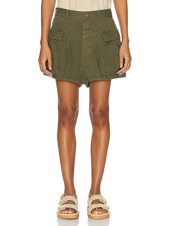 R13 Bubble Skort in Olive Herringbone | FWRD