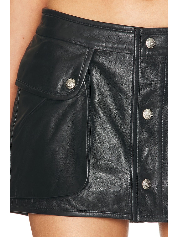 R13 Leather Layered Skort in Black | FWRD