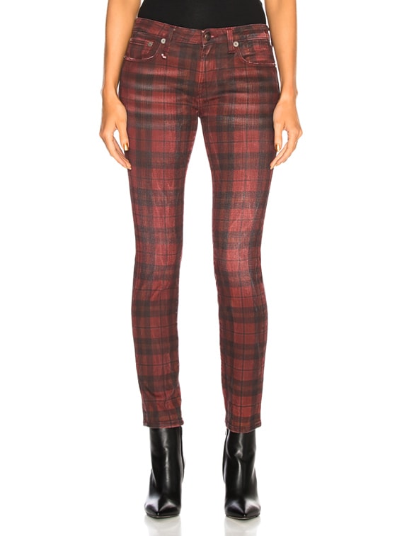 R13 Kate Skinny Jeans in Red Plaid FWRD