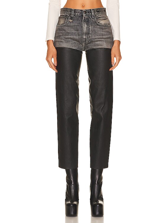 R13 Courtney Leather Chaps Pant in Leyton Black FWRD