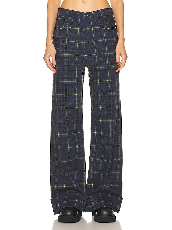 R13 Lisa Baggy Jean in Printed Tartan FWRD