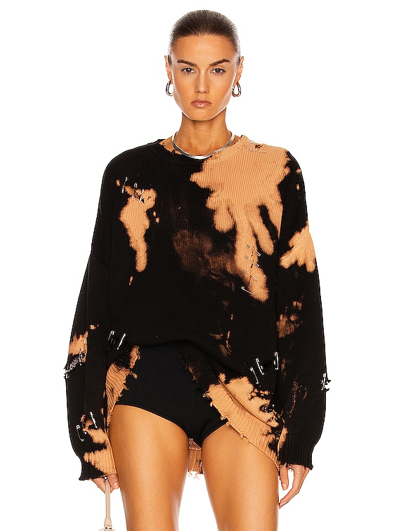 R13 Bleached Distressed Sweater in Bleached Black FWRD