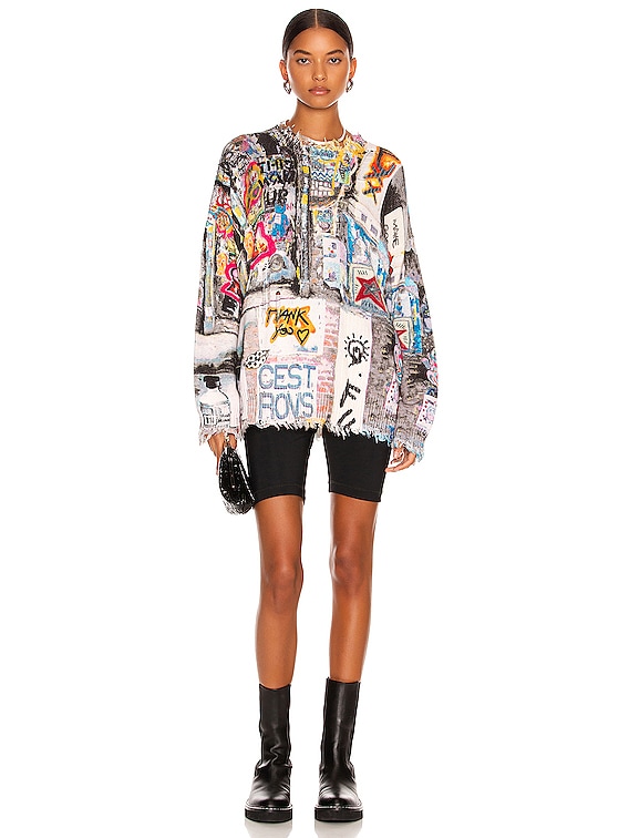 R13 Graffiti Sweater in Graffiti Print FWRD