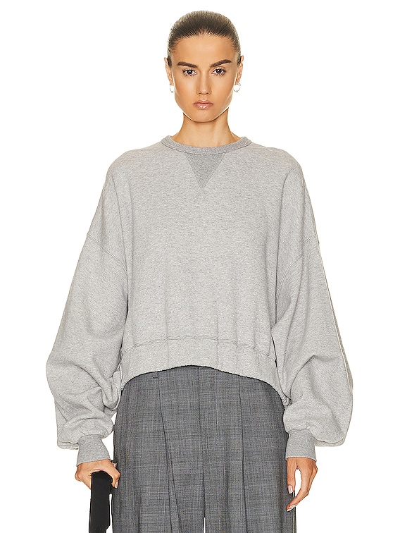 R13 Jumbo Cropped Crewneck Sweater in Heather Grey | FWRD