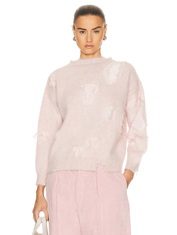 R13 Shrunken Deconstructed Crewneck Sweater in Pink FWRD