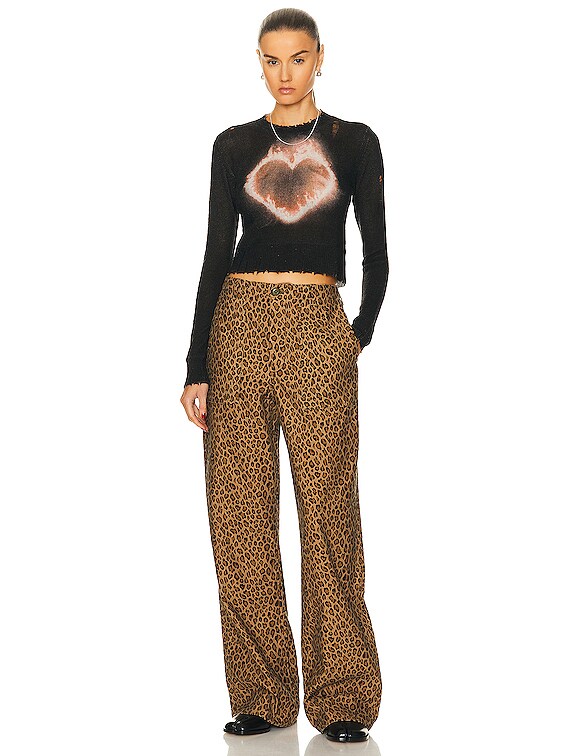 R13 Flaming Heart Baby Crewneck in Flaming Heart On Black | FWRD