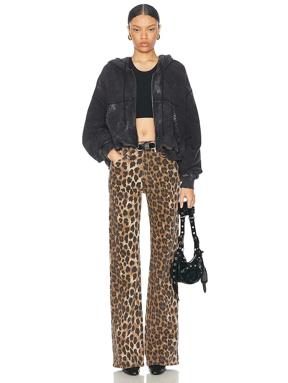 R13 Balloon Zip Up Hoodie in Washed Black | FWRD