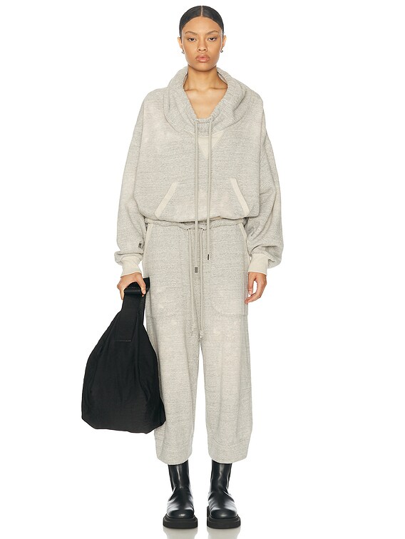 R13 Funnel Neck Hoodie in Heather Grey & Oatmeal | FWRD