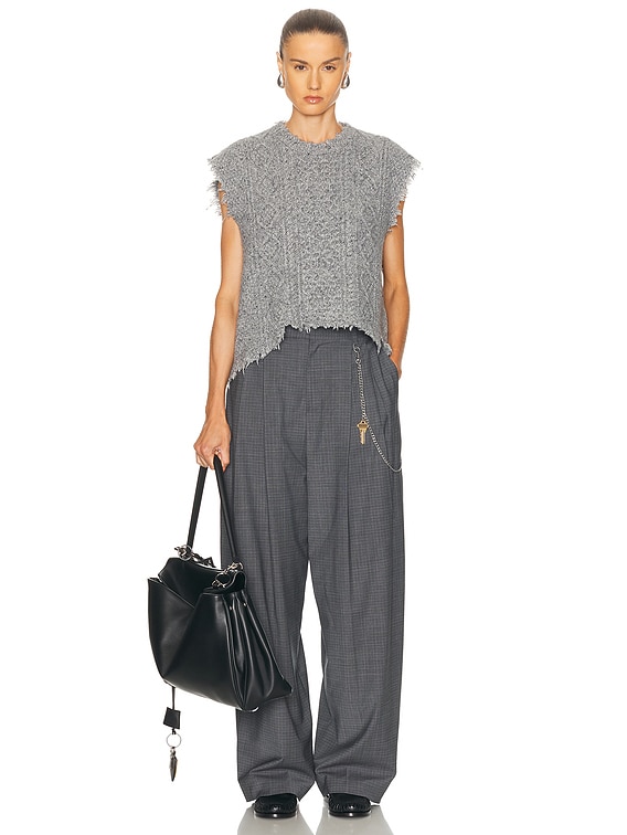 R13 Boyfriend Cable Sweater Vest in Heather Grey Tweed | FWRD
