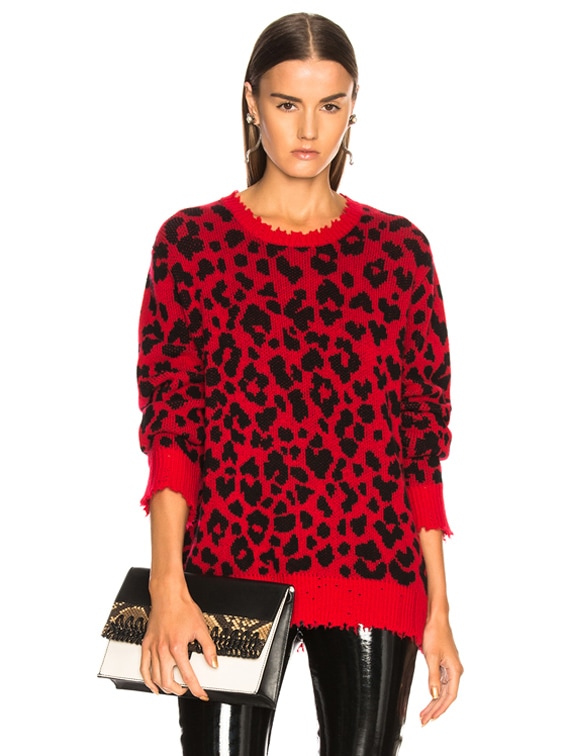 R13 Beige & Brown Leopard Sweater for Men