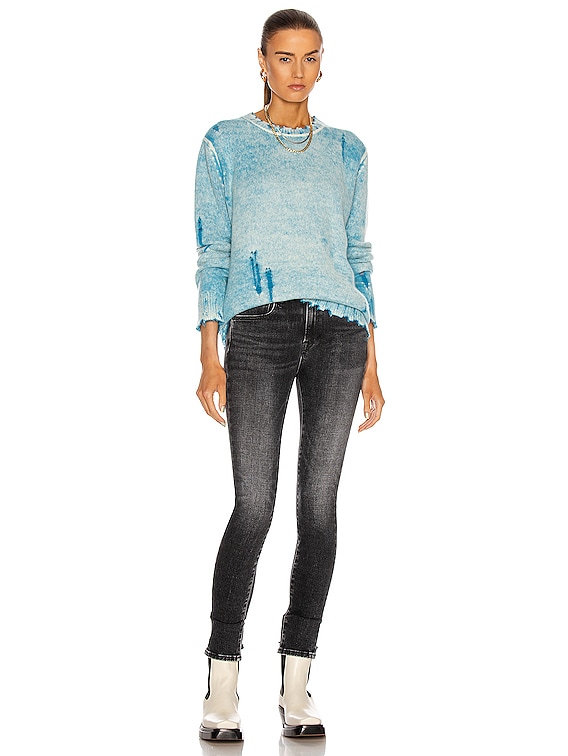 R13 Faded Cashmere Crewneck Sweater in Light Blue FWRD