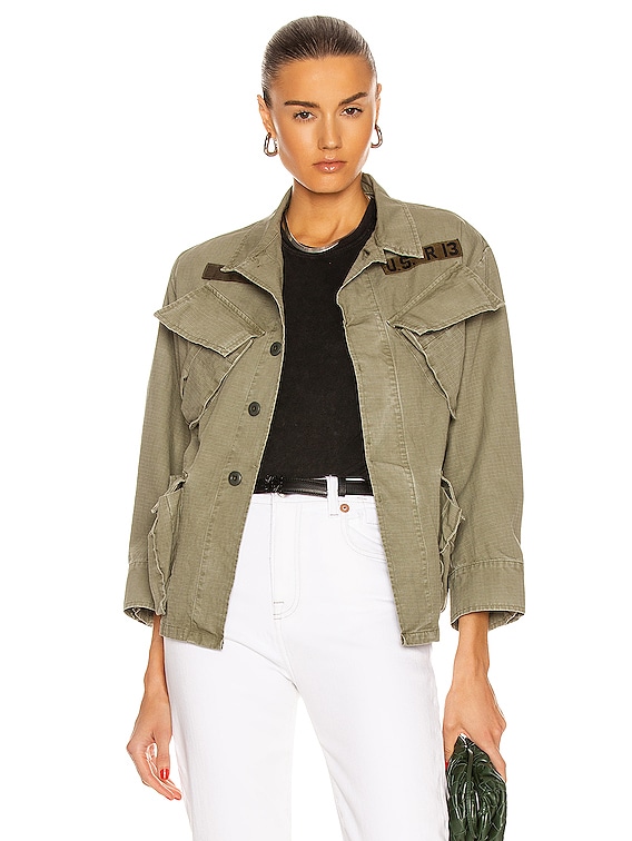 R13 Shrunken Army Jacket in Overdye Olive | FWRD