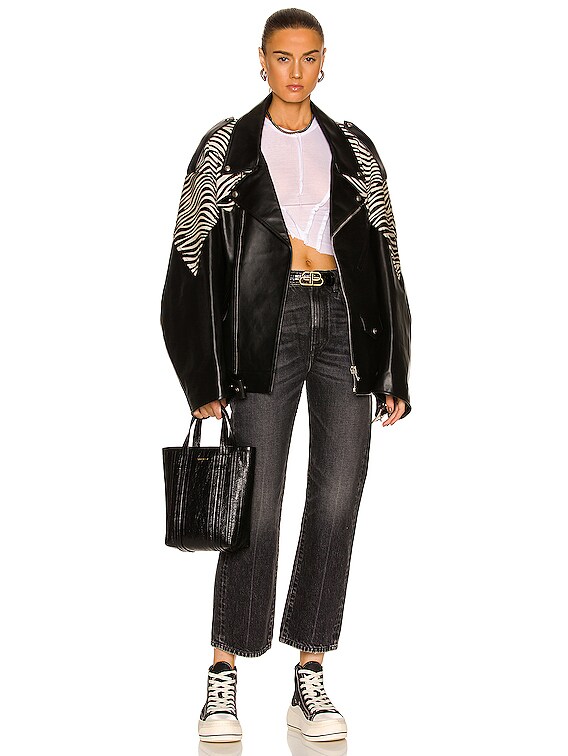 BYBORRE Edition9 ジャケット R13 Oversized Motorcycle Jacket in Black & Zebra | FWRD