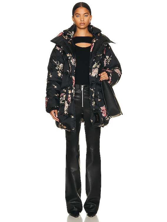 R13 Upside Down Coat in Floral On Black FWRD