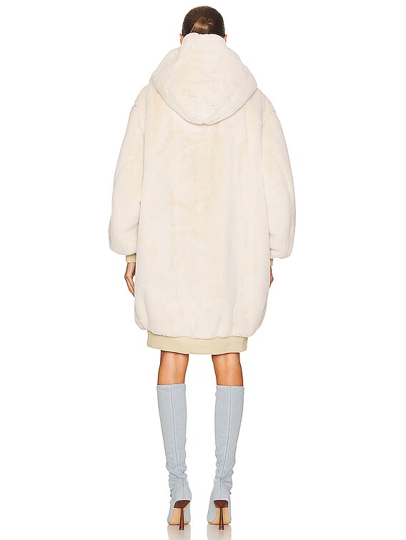 R13 Oversized Zip Hoodie Coat in Ecru | FWRD