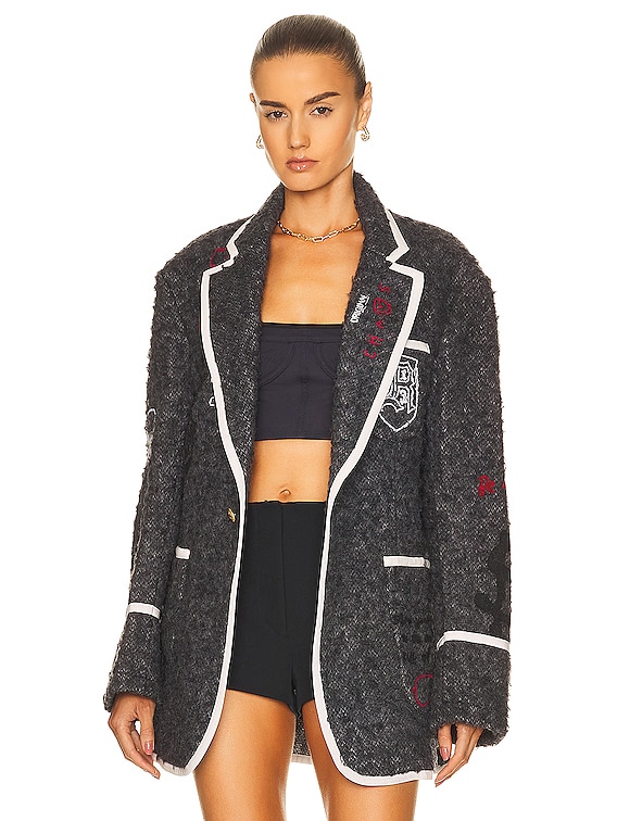 R13 Oversized Punk Rowing Blazer in Grey FWRD