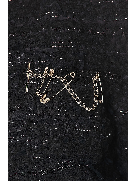 R13 Square Shoulder Tweed Jacket in Black Tweed | FWRD