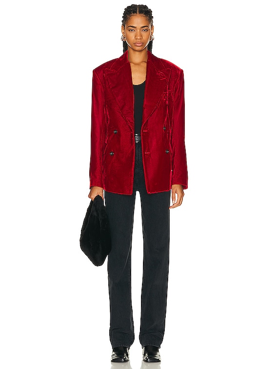 R13 Peak Lapel Ragged Blazer in Red FWRD