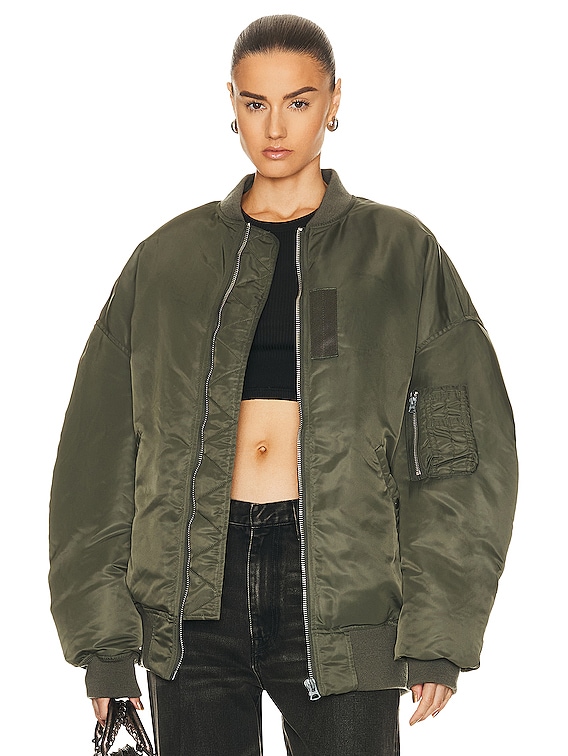 R13 Zip Out Down Bomber Jacket in Olive | FWRD
