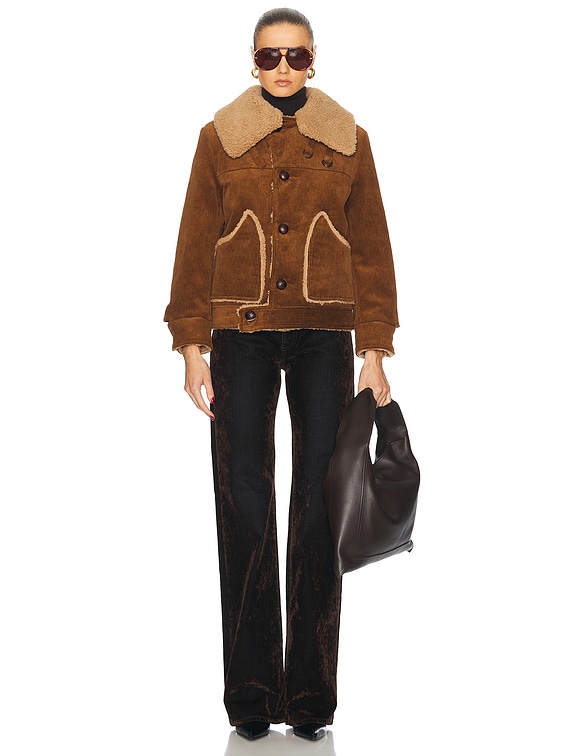 R13 Oversized Collar Jacket in Brown Corduroy | FWRD