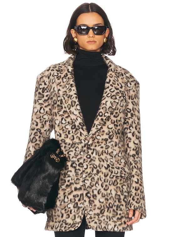 R13 Oversized Ragged Blazer in Wooly Leopard | FWRD