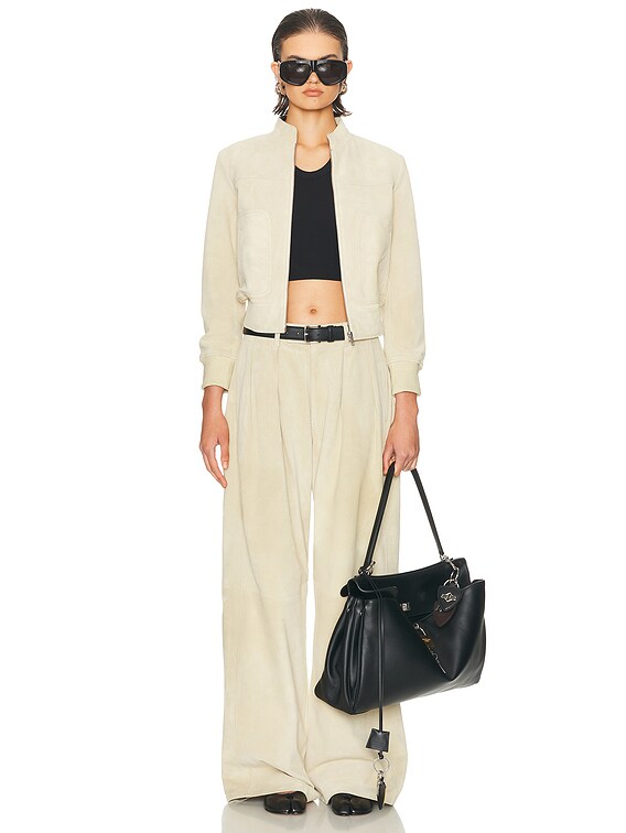 R13 Shrunken Leather Jacket in Stone | FWRD