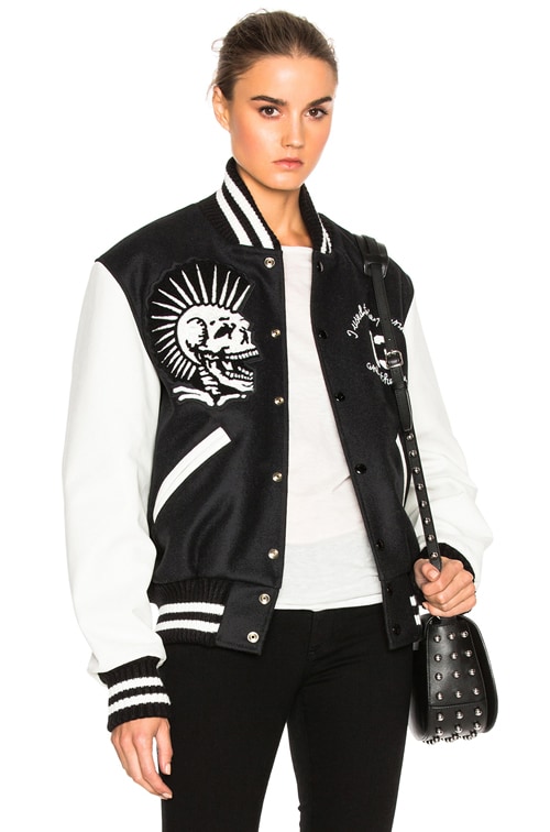 R13 Vintage Varsity Jacket in Black FWRD