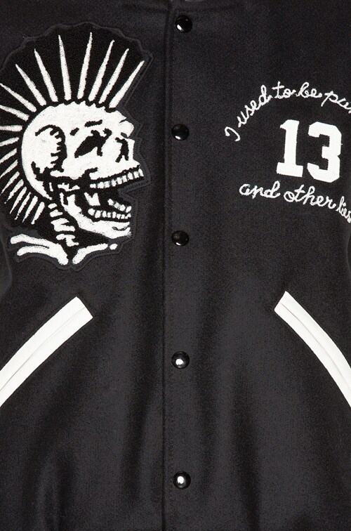 R13 Vintage Varsity Jacket in Black FWRD