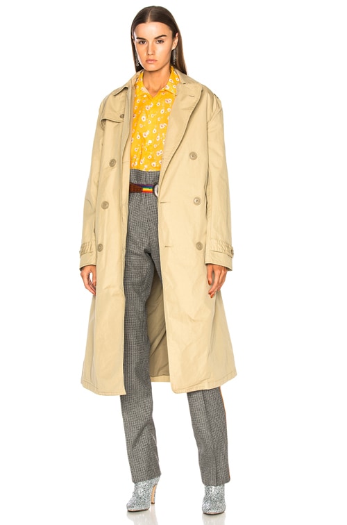 R13 Gusset Back Trench Coat in Khaki | FWRD