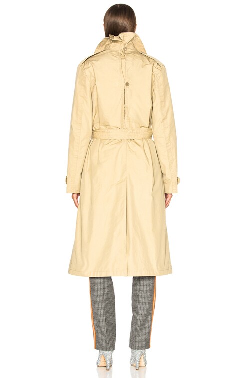 R13 Gusset Back Trench Coat in Khaki FWRD