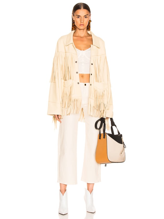 R13 Fringe Jacket in Light Beige FWRD